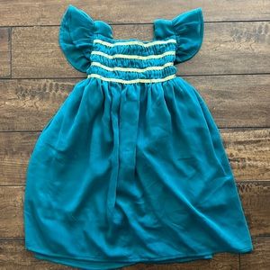 EUC Edgehill Emerald and Gold Smocked Dress